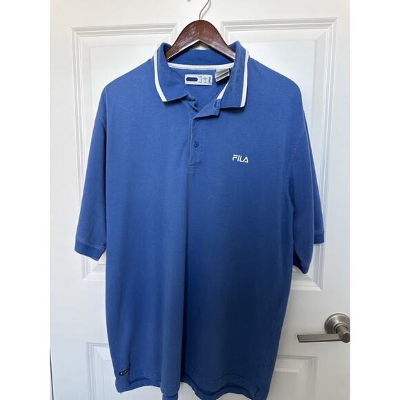 FILA PERFORMA Polo Blue Short Sleeve Collar Shirt Size Large - Picture 1 of 9